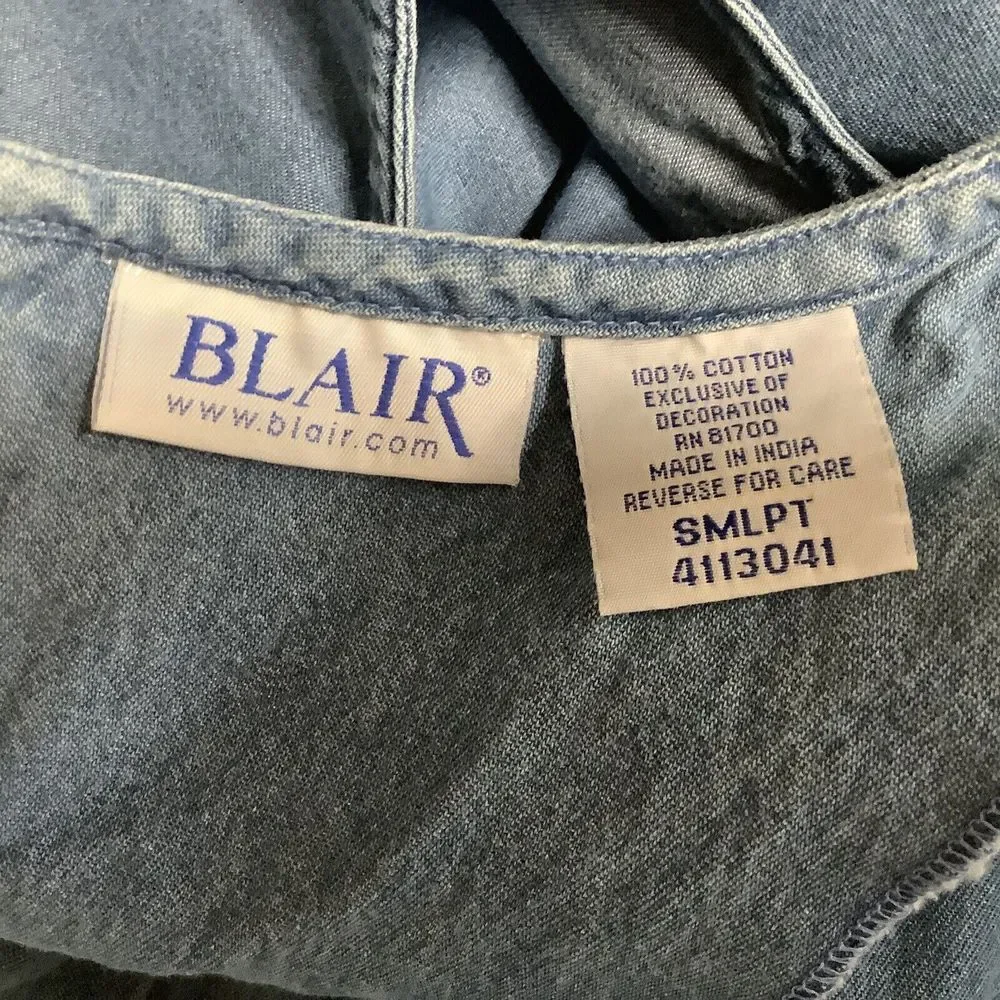 Womans Blair 2 Pc Denim Dress Jacket Size Small Petite Embroidered Dress Vintage